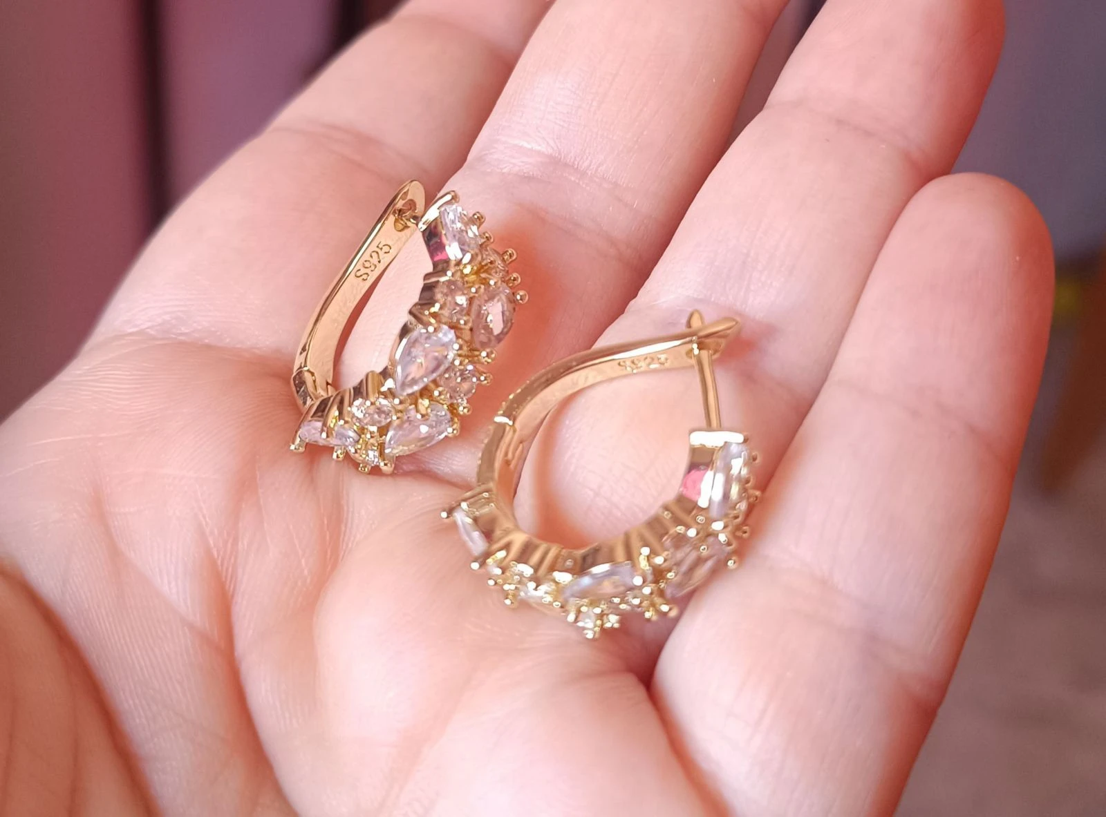Boucles d'oreilles argent 925 bain or – photo 4